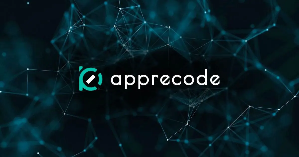Apprecode technology company logo on digital network background