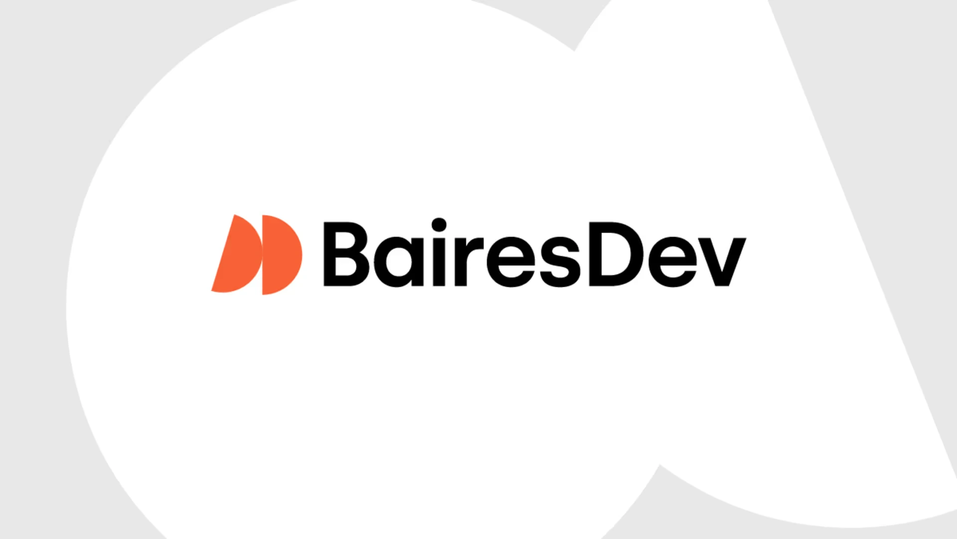 BairesDev company logo on gray abstract background